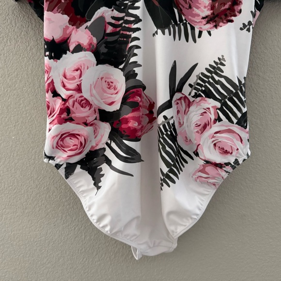 Albion Desert Rose Cape One Piece Swimsuit Bathingsuit Feminine Romantic Floral - Picture 12 of 14